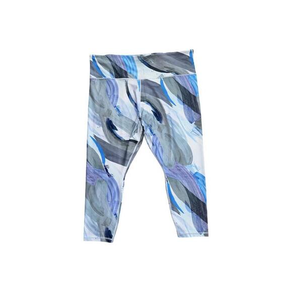 Athleta Womens Elation 7/8 Tight Leggings 3XL Snowfall Blue Abstract High Rise - Picture 2 of 7
